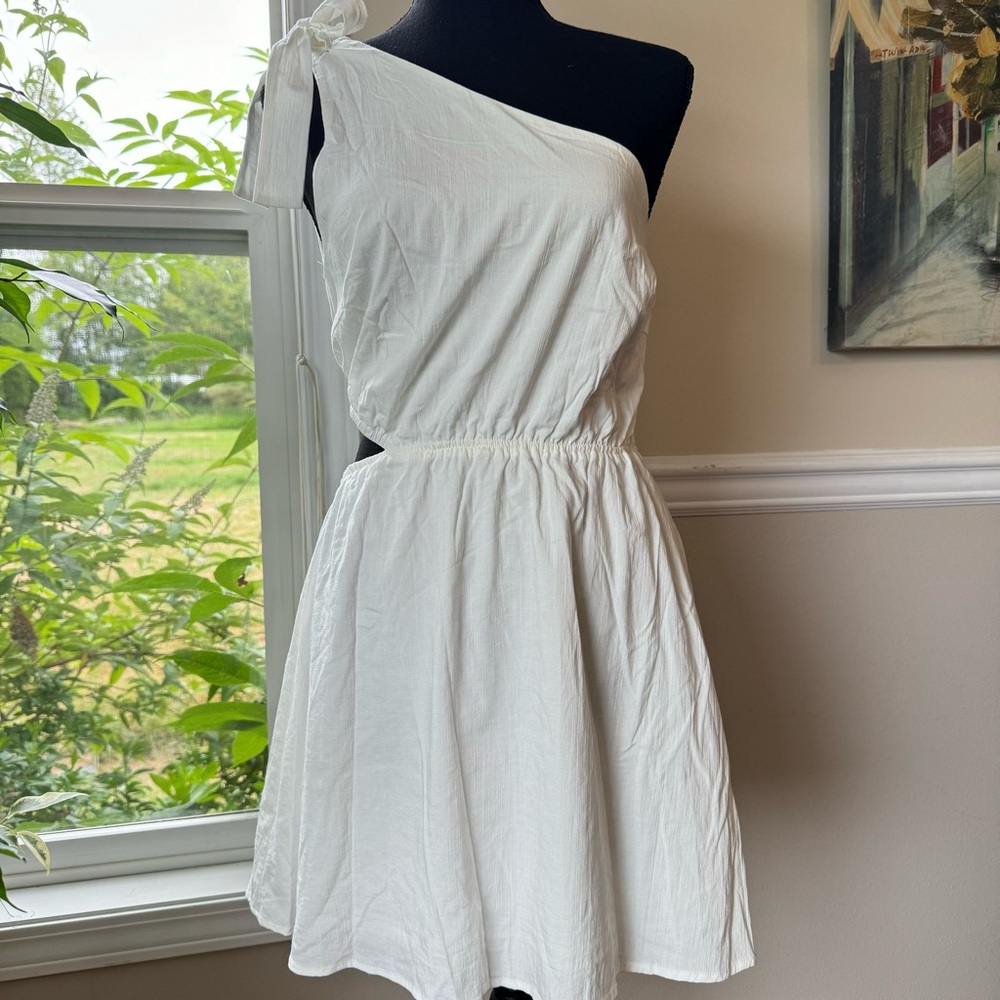 Altar'd State White One-Shoulder Mini Sundress Women’s Size Small